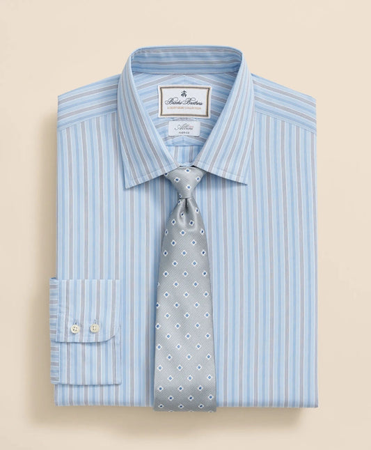 Brooks Brothers x Thomas Mason® Cotton Poplin Ainsley Collar, Multi Stripe Dress Shirt | Brooks Brothers for sale