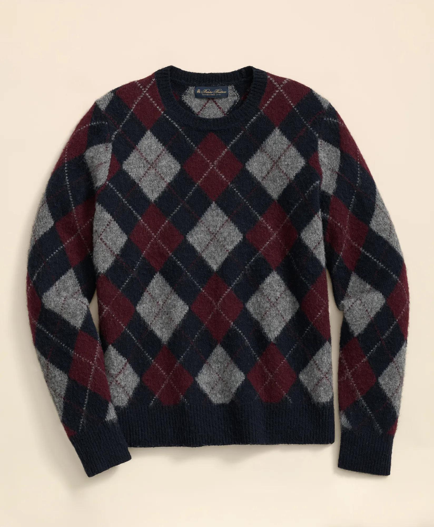 Brushed Wool Argyle Sweater | Brooks Brothers online shop