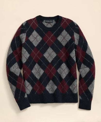 Brushed Wool Argyle Sweater | Brooks Brothers online shop