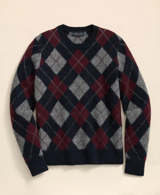 Brushed Wool Argyle Sweater | Brooks Brothers online shop