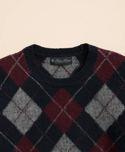Brushed Wool Argyle Sweater | Brooks Brothers online shop