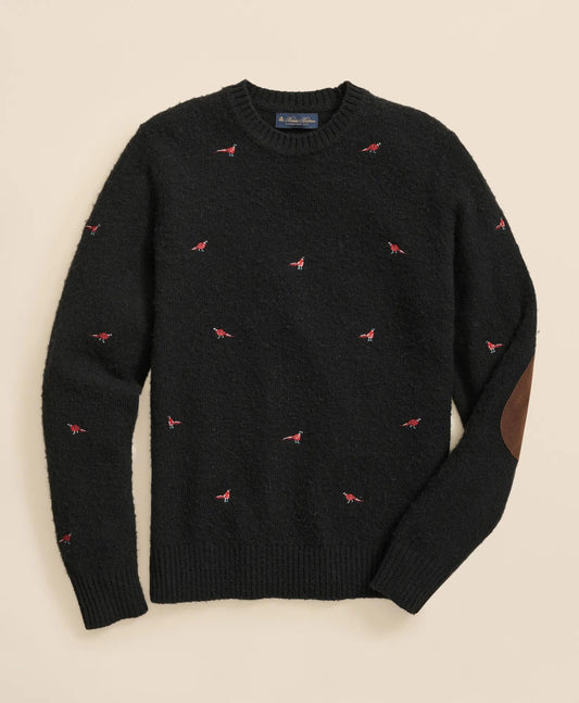 Brushed Wool Pheasant-Embroidered Sweater | Brooks Brothers on sale
