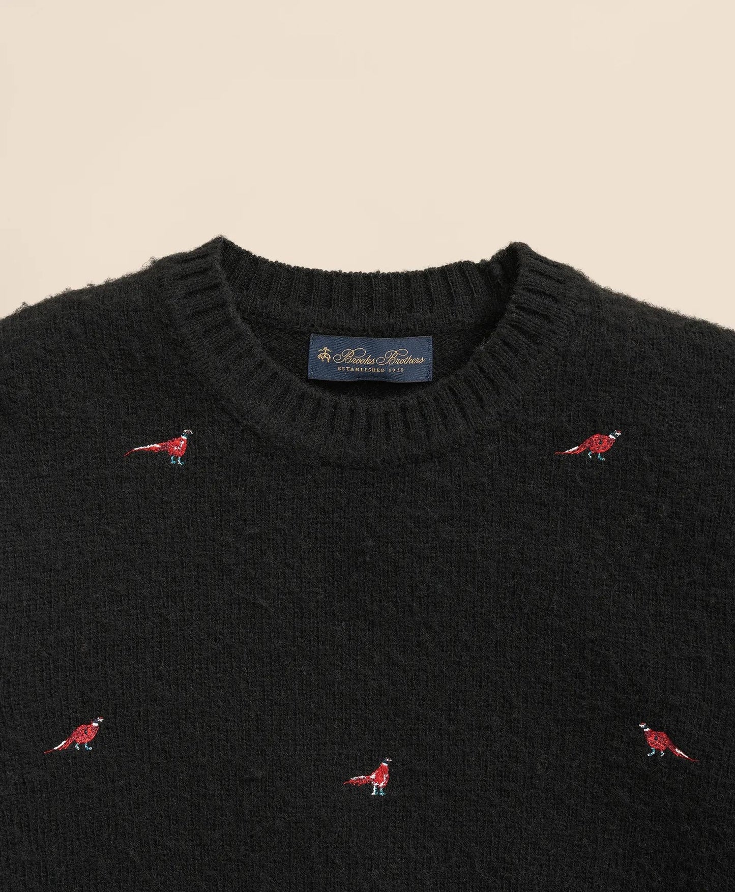 Brushed Wool Pheasant-Embroidered Sweater | Brooks Brothers on sale