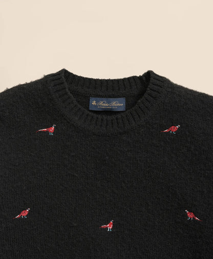 Brushed Wool Pheasant-Embroidered Sweater | Brooks Brothers on sale