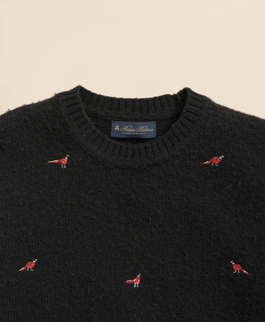 Brushed Wool Pheasant-Embroidered Sweater | Brooks Brothers on sale