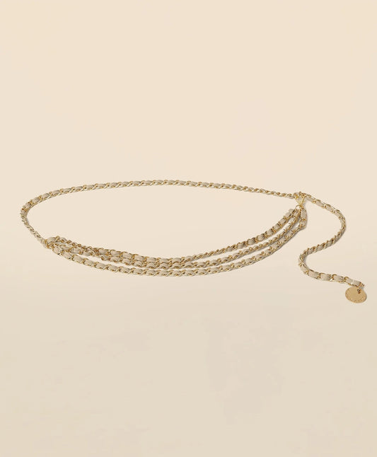 B-Low the Belt Gold-Tone Chain & Leather Waist Belt | Brooks Brothers for sale