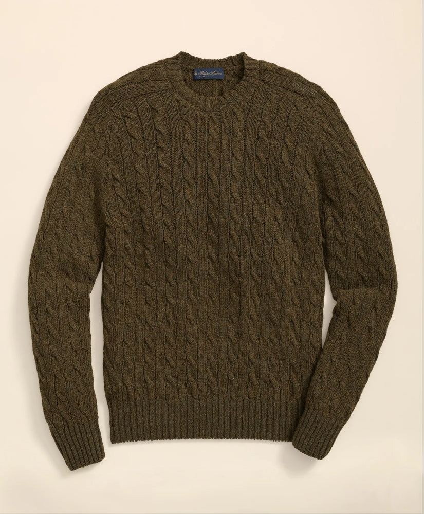 Cable Crewneck Sweater in Shetland Wool | Brooks Brothers on sale - US 5614