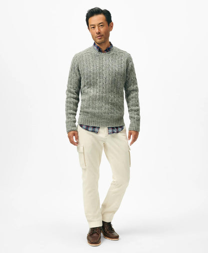 Cable Crewneck Sweater in Shetland Wool | Brooks Brothers on sale