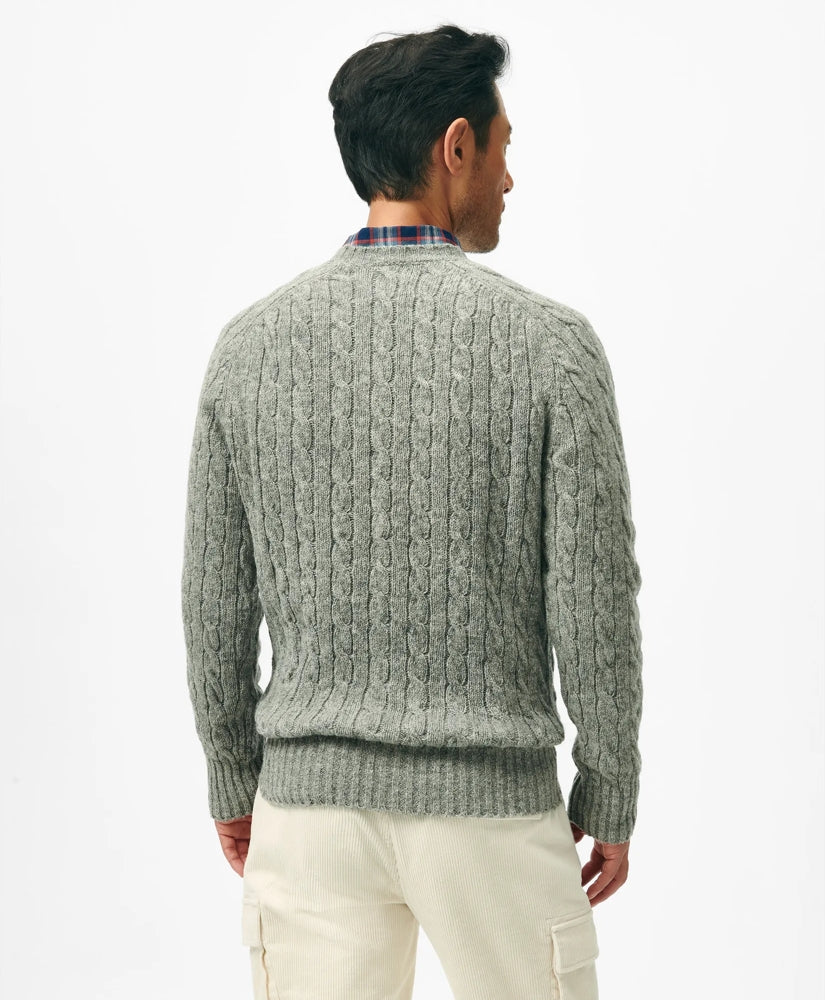 Cable Crewneck Sweater in Shetland Wool | Brooks Brothers on sale
