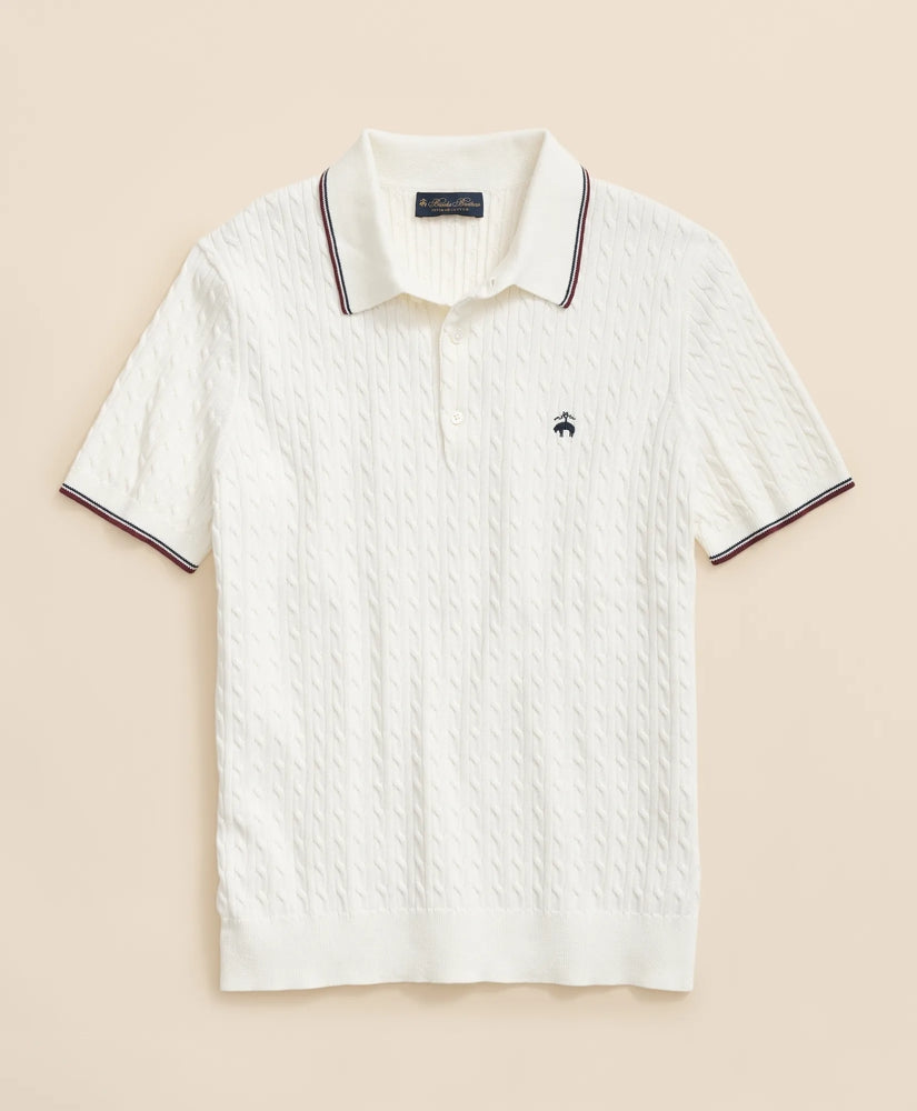 Cable Knit Archive Tennis Polo in Supima® Cotton | Brooks Brothers for sale - US 1966