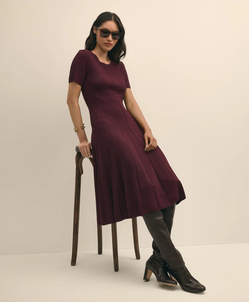 Cable-Knit Fit-and-Flare Sweater Dress | Brooks Brothers online shop - US 4278