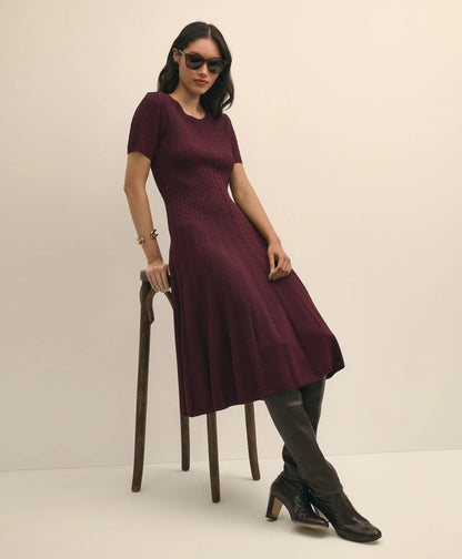 Cable-Knit Fit-and-Flare Sweater Dress | Brooks Brothers online shop - US 4278