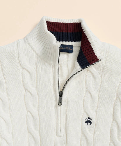 Cable Knit Tennis Quarter-Zip Sweater in Supima® Cotton | Brooks Brothers discount