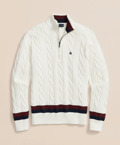 Cable Knit Tennis Quarter-Zip Sweater in Supima® Cotton | Brooks Brothers discount