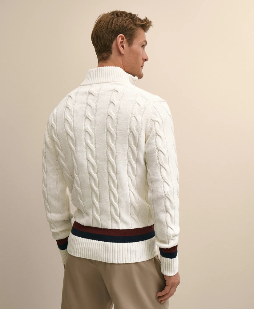 Cable Knit Tennis Quarter-Zip Sweater in Supima® Cotton | Brooks Brothers discount