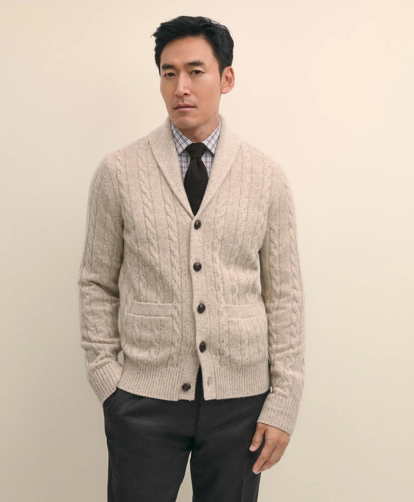 Cashmere Cable Knit Shawl-Collar Cardigan | Brooks Brothers sale