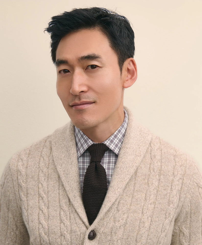 Cashmere Cable Knit Shawl-Collar Cardigan | Brooks Brothers sale
