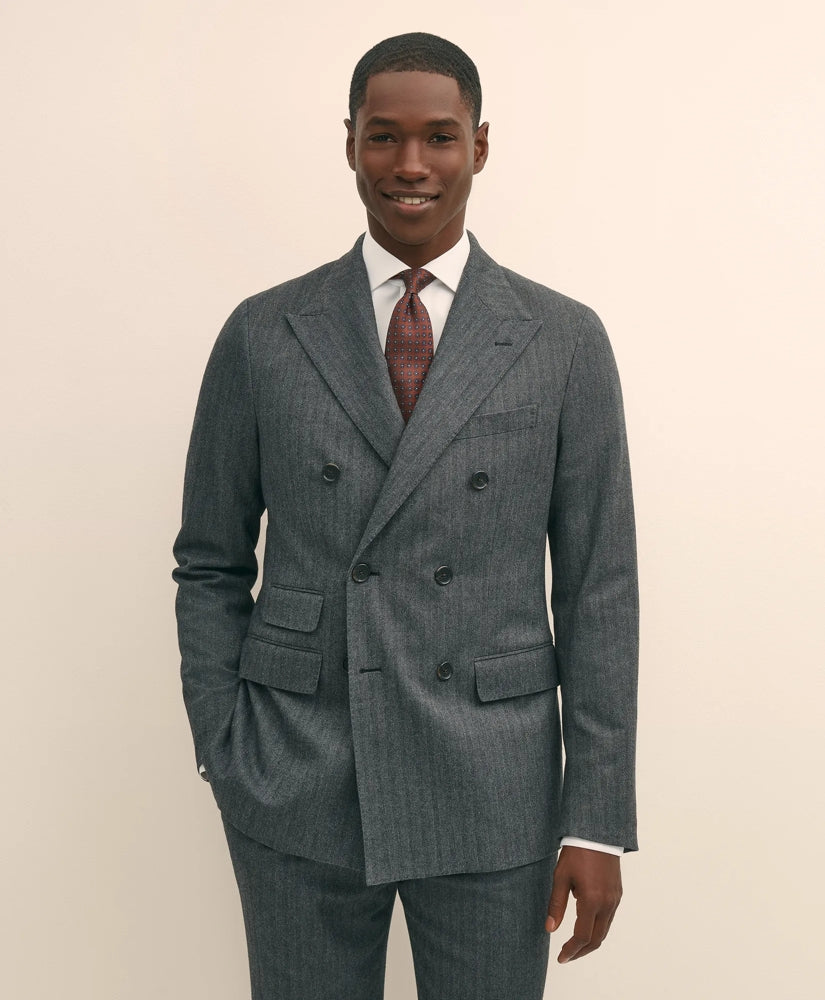 Classic Fit Double-Breasted Cotton Herringbone Suit Jacket | Brooks Brothers discount