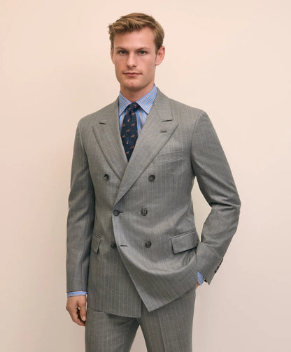 Classic Fit Double-Breasted Wool Pinstripe 1818 Suit | Brooks Brothers online shop