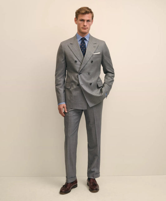 Classic Fit Double-Breasted Wool Pinstripe 1818 Suit | Brooks Brothers online shop