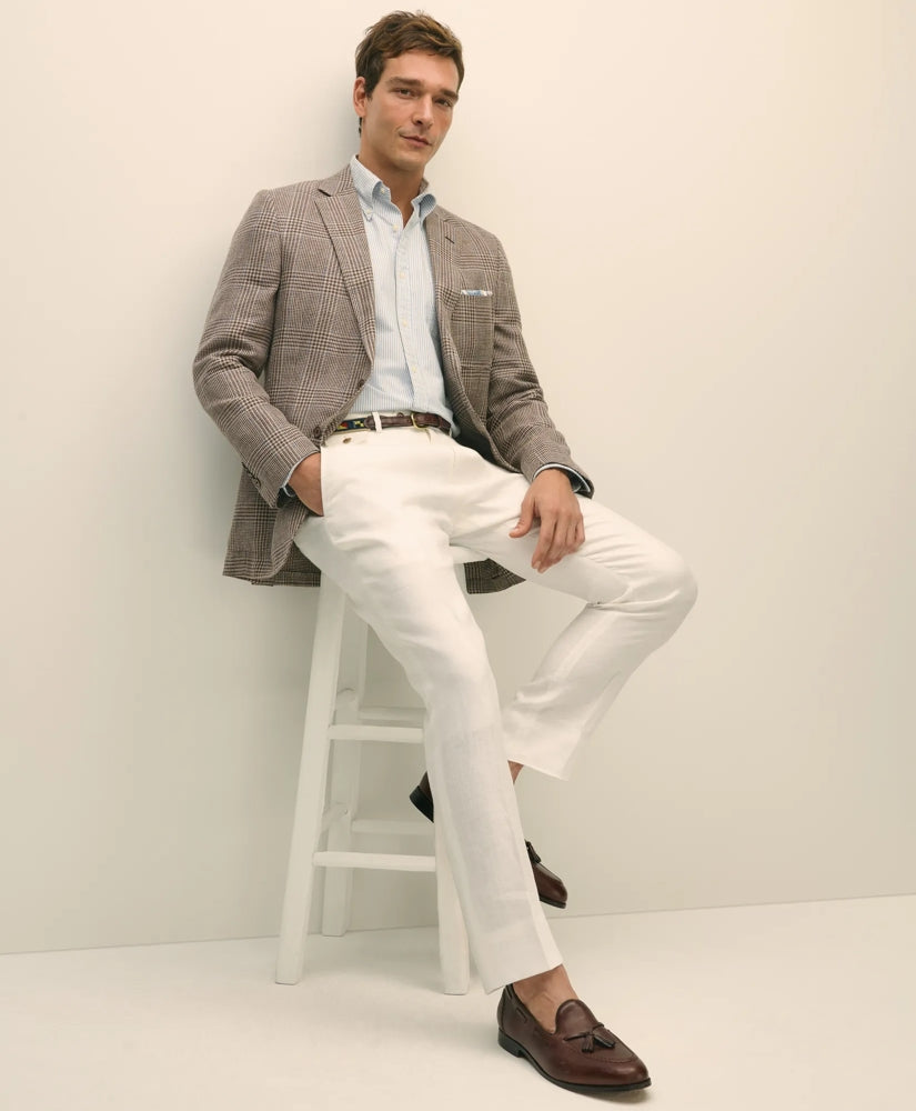 Classic Fit Linen-Silk-Cotton Check 1818 Sport Coat | Brooks Brothers online shop