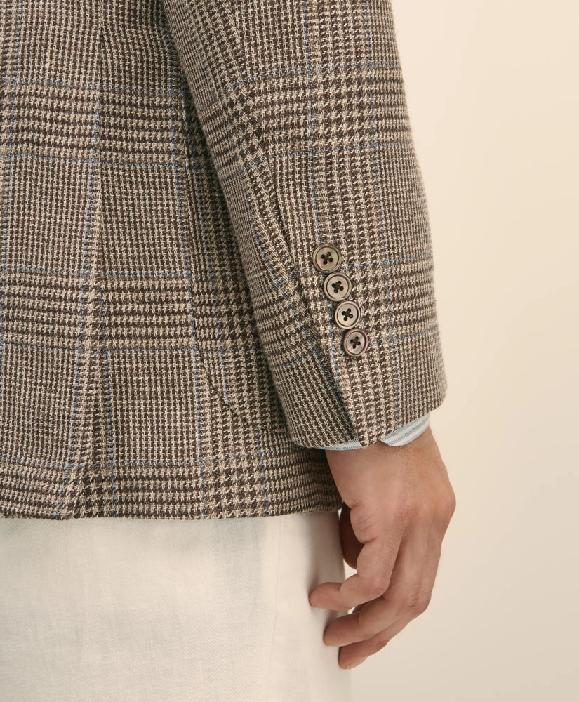 Classic Fit Linen-Silk-Cotton Check 1818 Sport Coat | Brooks Brothers online shop