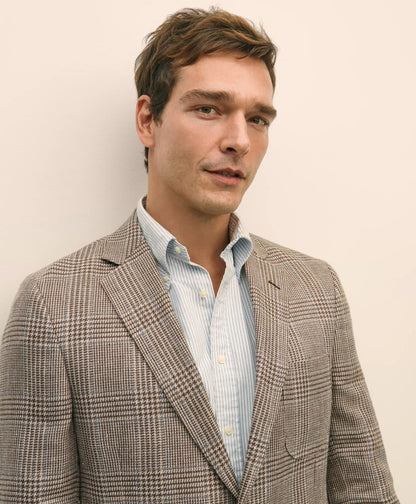 Classic Fit Linen-Silk-Cotton Check 1818 Sport Coat | Brooks Brothers online shop