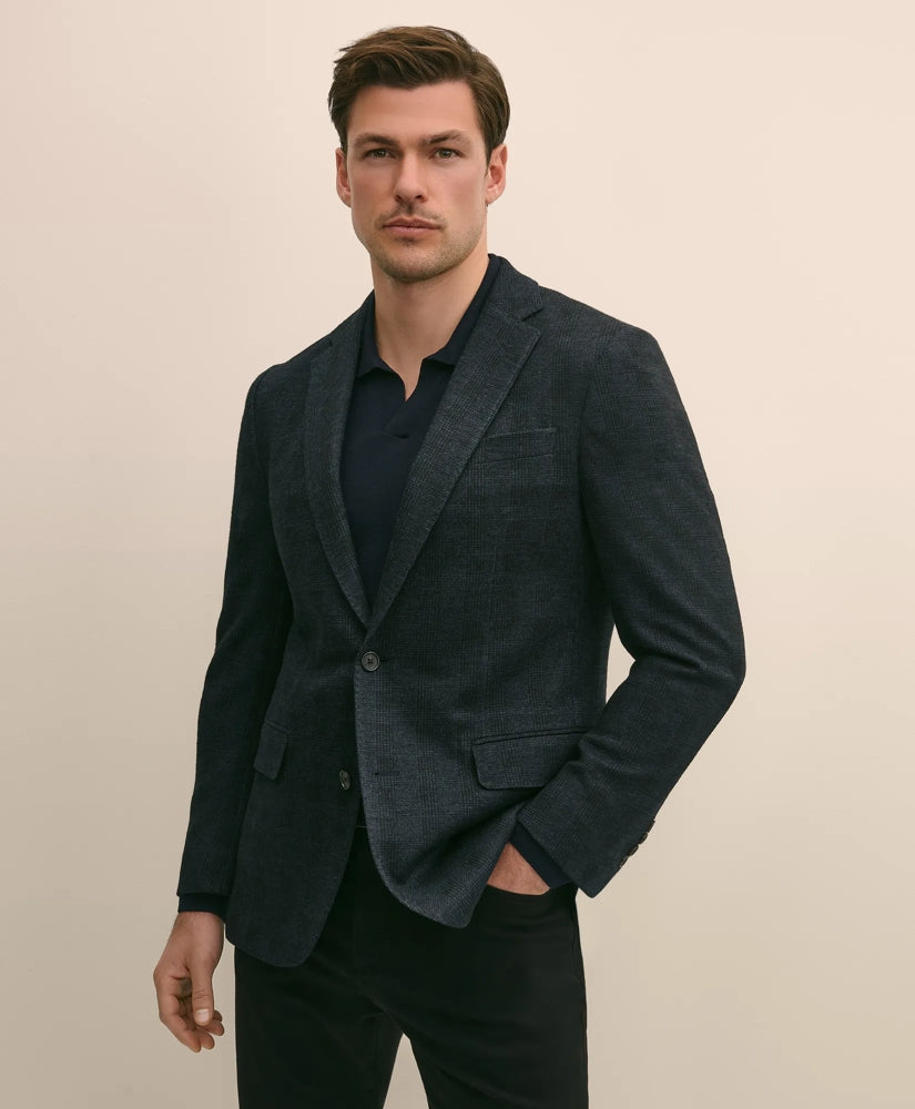 Classic Fit Wool Cotton Knit Check Sport Coat | Brooks Brothers online shop