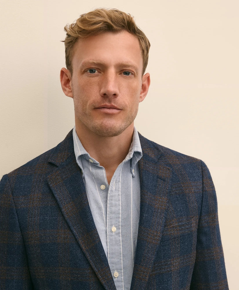 Classic Fit Wool-Cotton-Silk-Cashmere Hopsack Check Sport Coat | Brooks Brothers discount