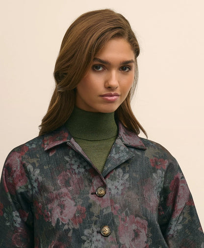 Cotton Blend Floral Jacquard Cropped Jacket | Brooks Brothers on sale
