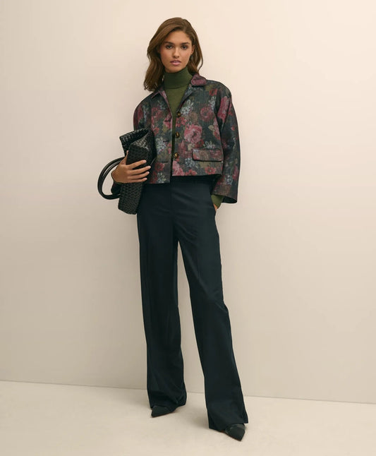 Cotton Blend Floral Jacquard Cropped Jacket | Brooks Brothers on sale