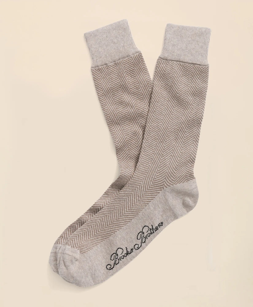 Cotton Blend Herringbone Socks | Brooks Brothers discount - US 5335