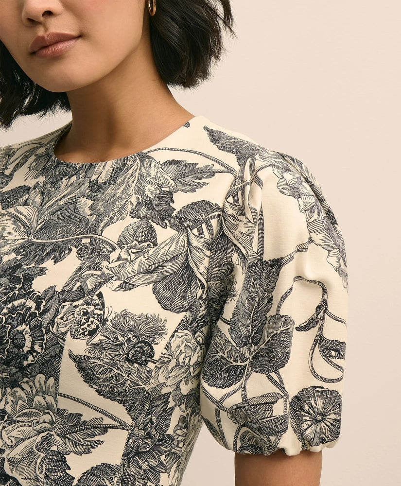 Cotton Blend Puff-Sleeve Floral Print Dress | Brooks Brothers discount