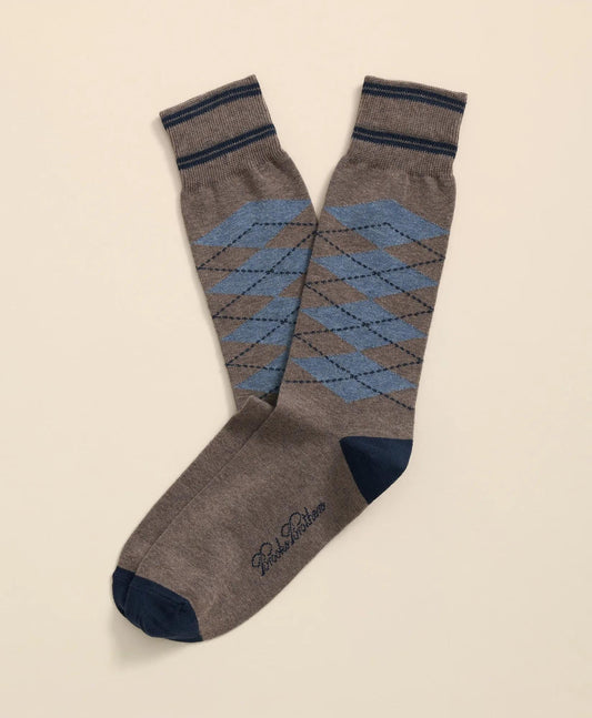 Cotton-Blend Tipped Argyle Socks | Brooks Brothers online shop