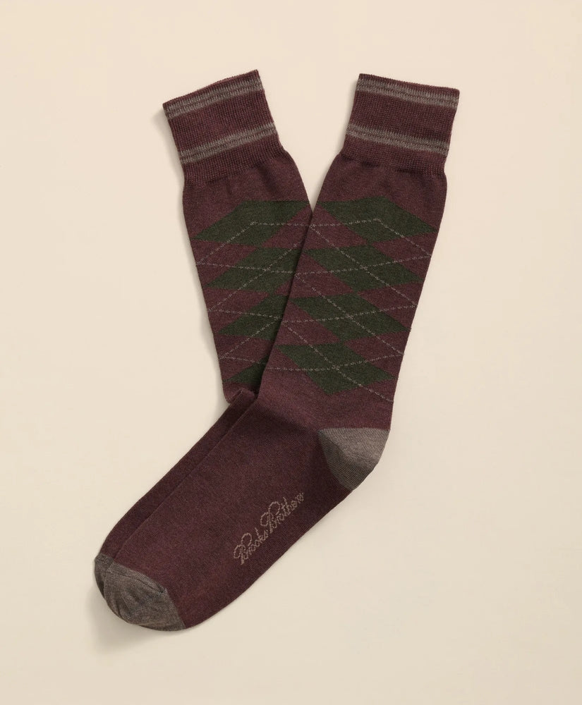 Cotton-Blend Tipped Argyle Socks | Brooks Brothers online shop - US 1070