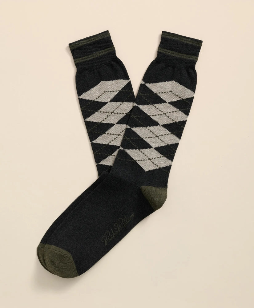 Cotton-Blend Tipped Argyle Socks | Brooks Brothers online shop - US 1070