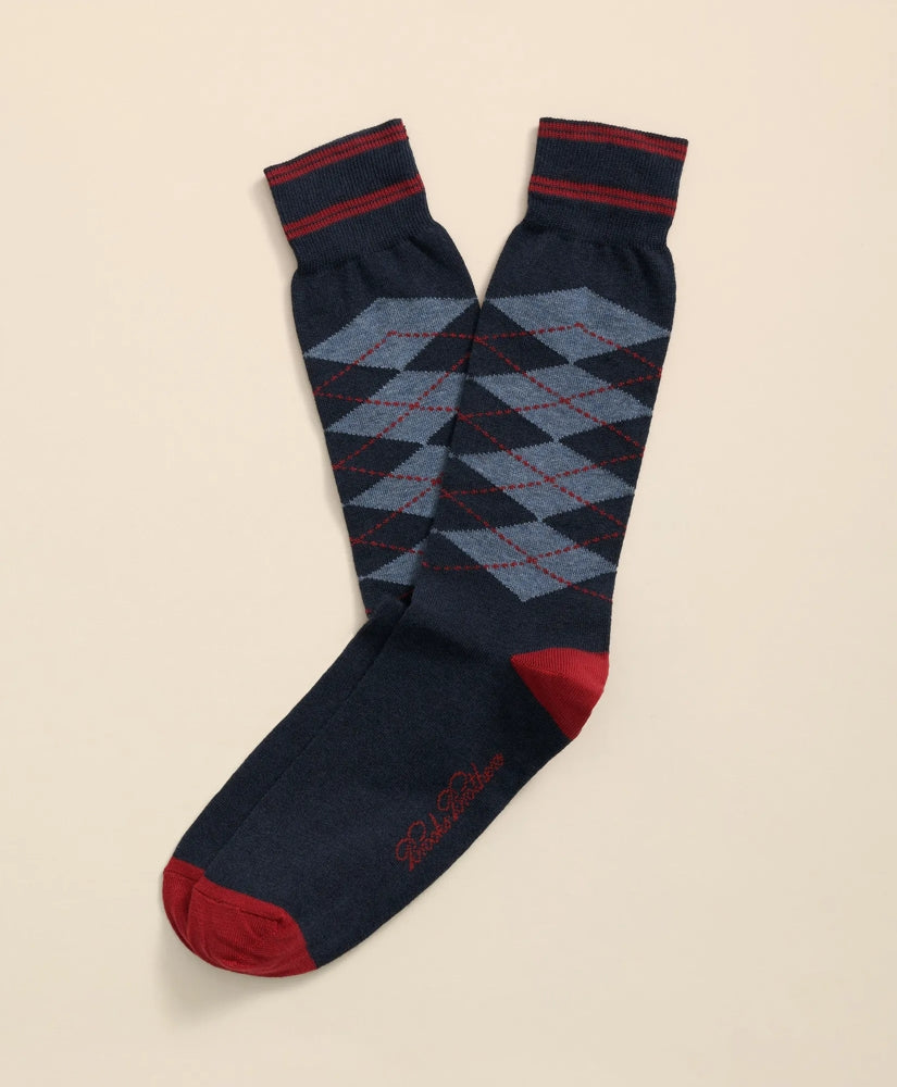 Cotton-Blend Tipped Argyle Socks | Brooks Brothers online shop - US 1070