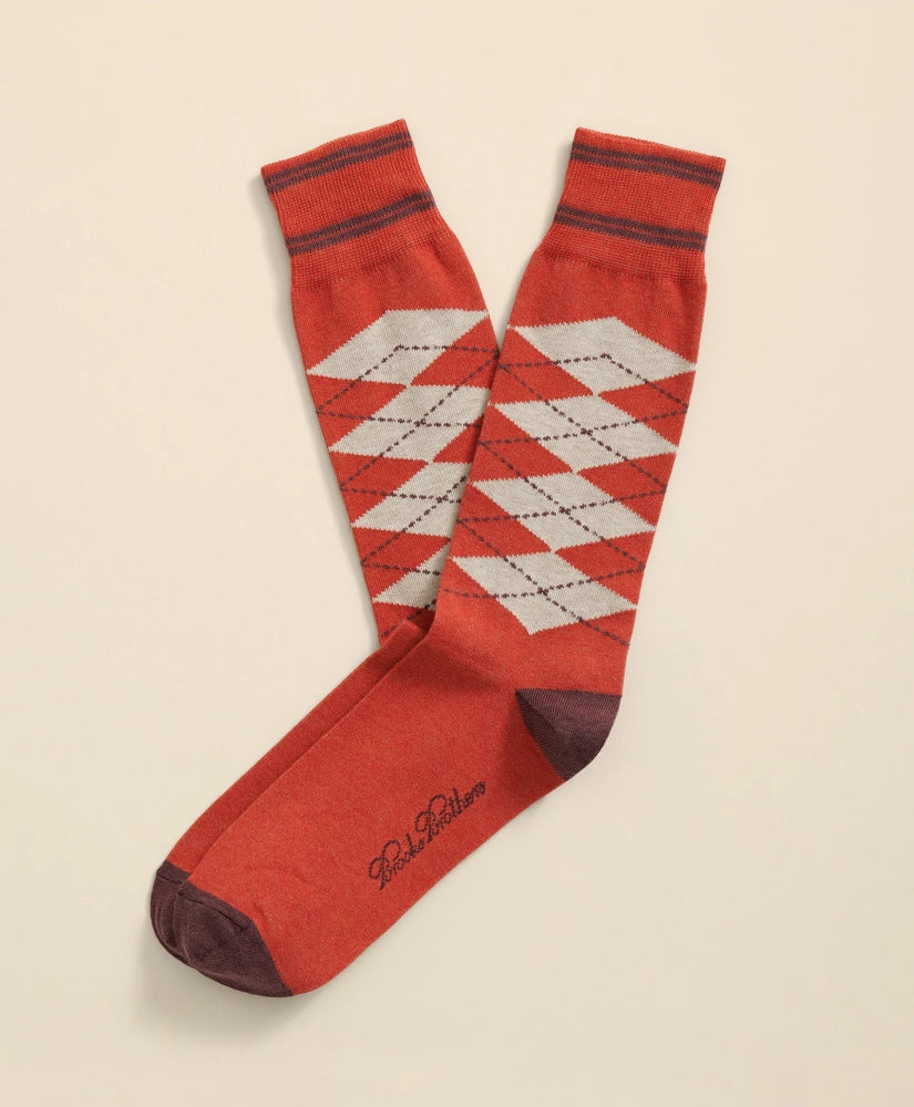 Cotton-Blend Tipped Argyle Socks | Brooks Brothers online shop - US 1070