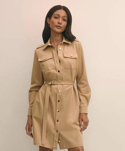 Cotton Blend Twill Belted Shirt Dress | Brooks Brothers on sale - US 4168