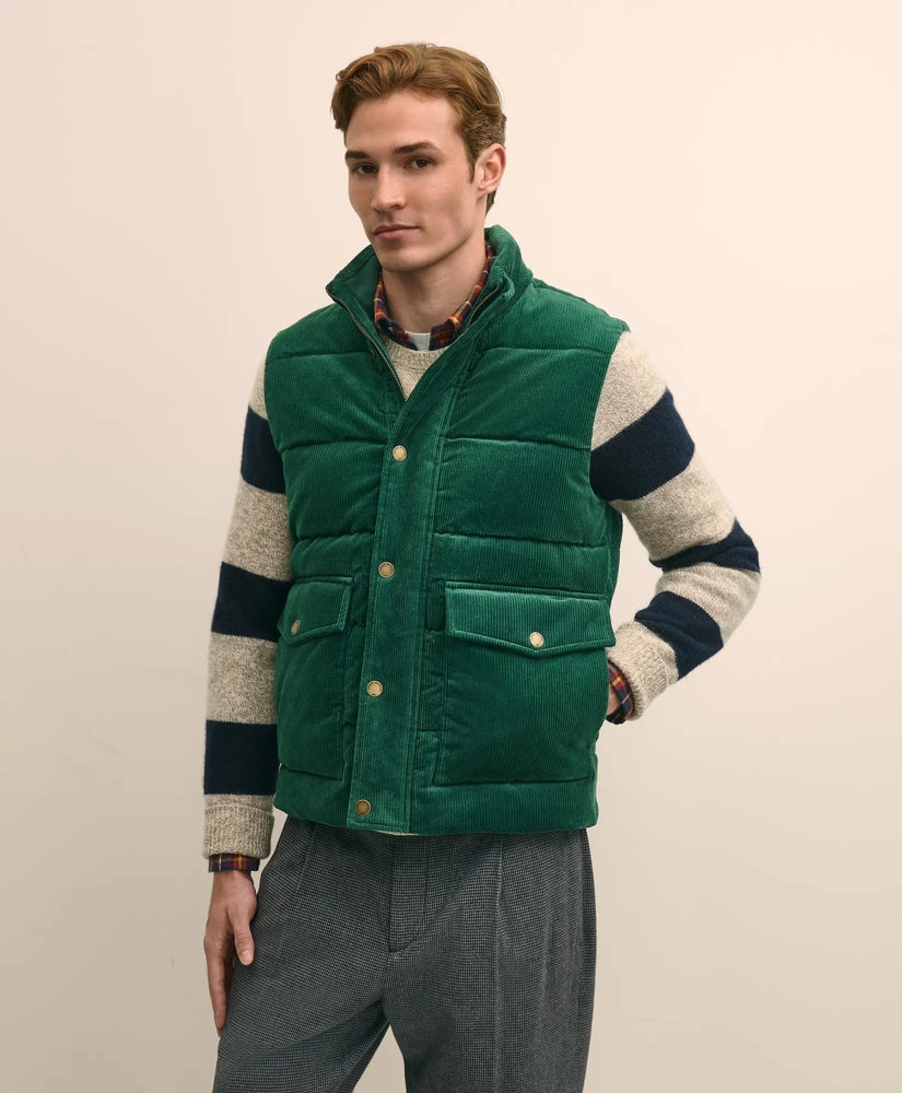 Cotton Blend Wide-Wale Puffer Vest | Brooks Brothers sale