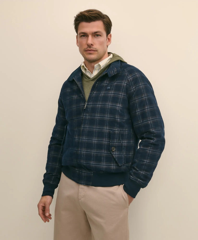 Cotton Bomber Jacket in Plaid Corduroy | Brooks Brothers online shop