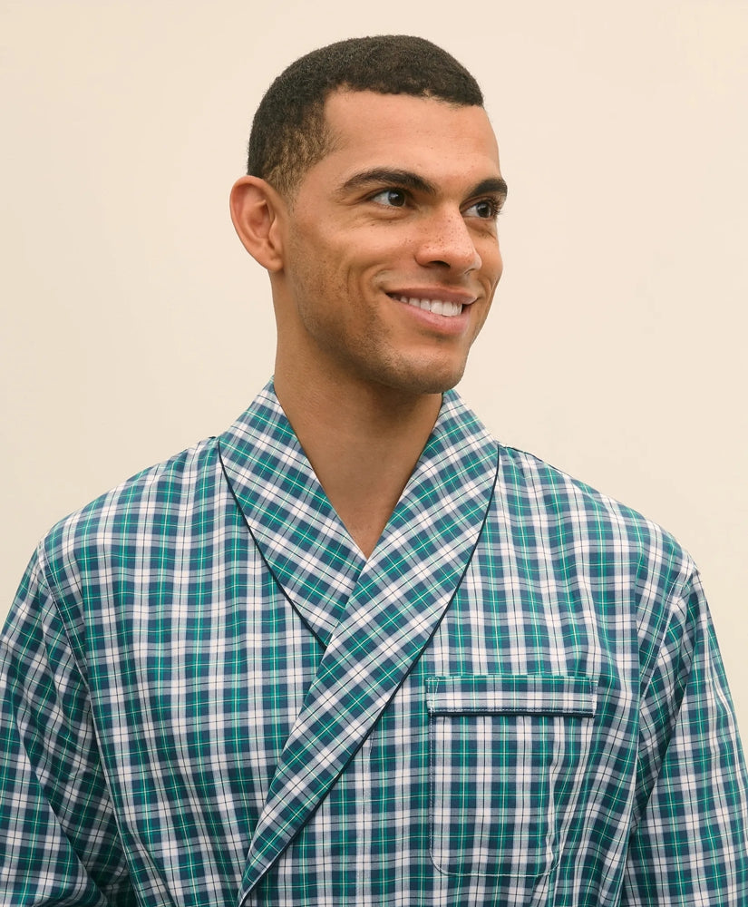 Cotton Broadcloth Plaid Robe | Brooks Brothers discount
