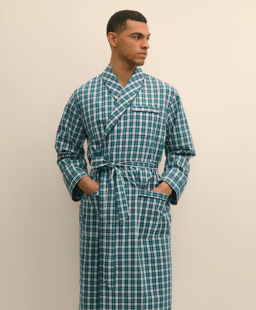Cotton Broadcloth Plaid Robe | Brooks Brothers discount