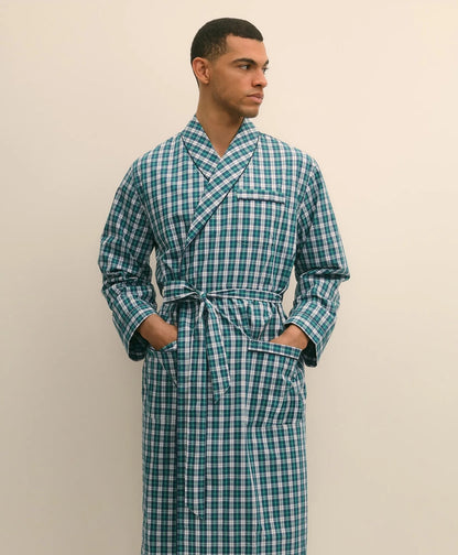 Cotton Broadcloth Plaid Robe | Brooks Brothers discount