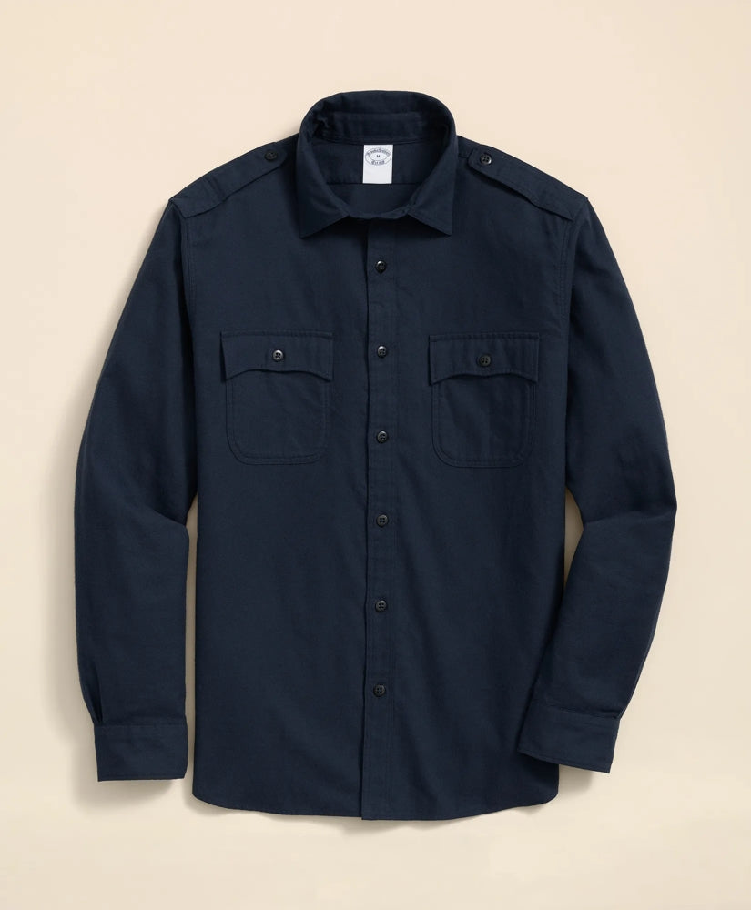 Cotton-Cashmere Flannel Military Sport Shirt | Brooks Brothers on sale - US 3170