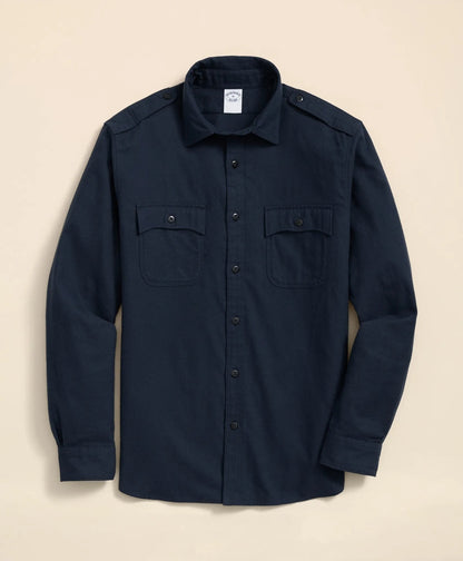 Cotton-Cashmere Flannel Military Sport Shirt | Brooks Brothers on sale - US 3170