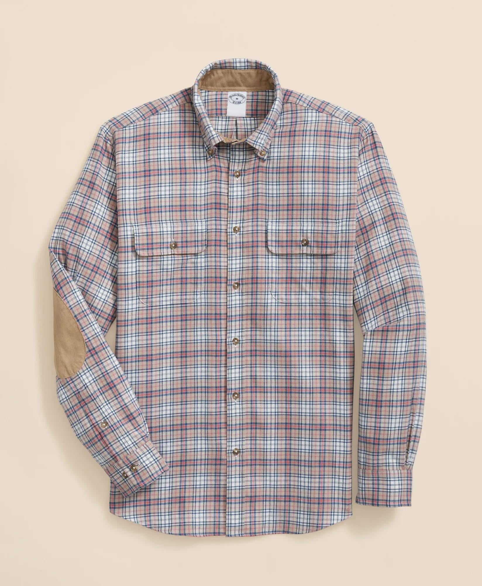 Cotton-Cashmere Flannel Plaid Sport Shirt | Brooks Brothers online shop