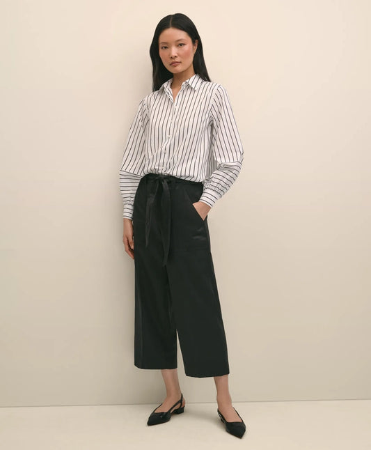Cotton Poplin Contrast-Stripe Blouson Sleeve Shirt | Brooks Brothers online shop