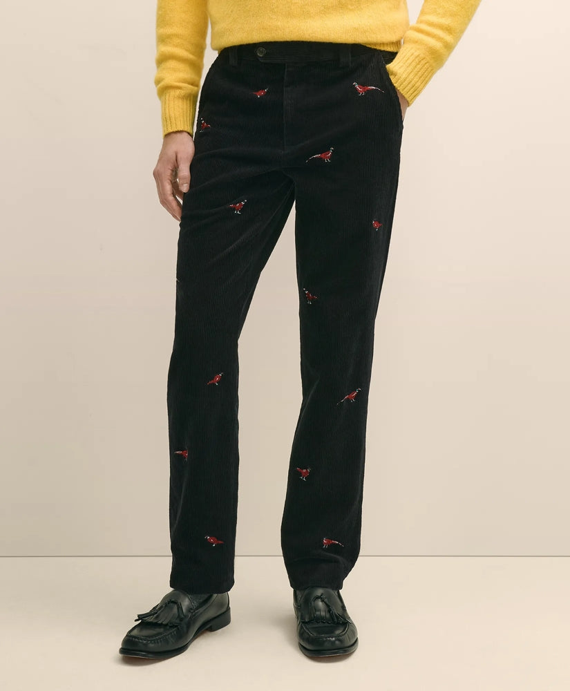 Slim Fit Cotton Corduroy Pheasant-Embroidered Chino | Brooks Brothers sale