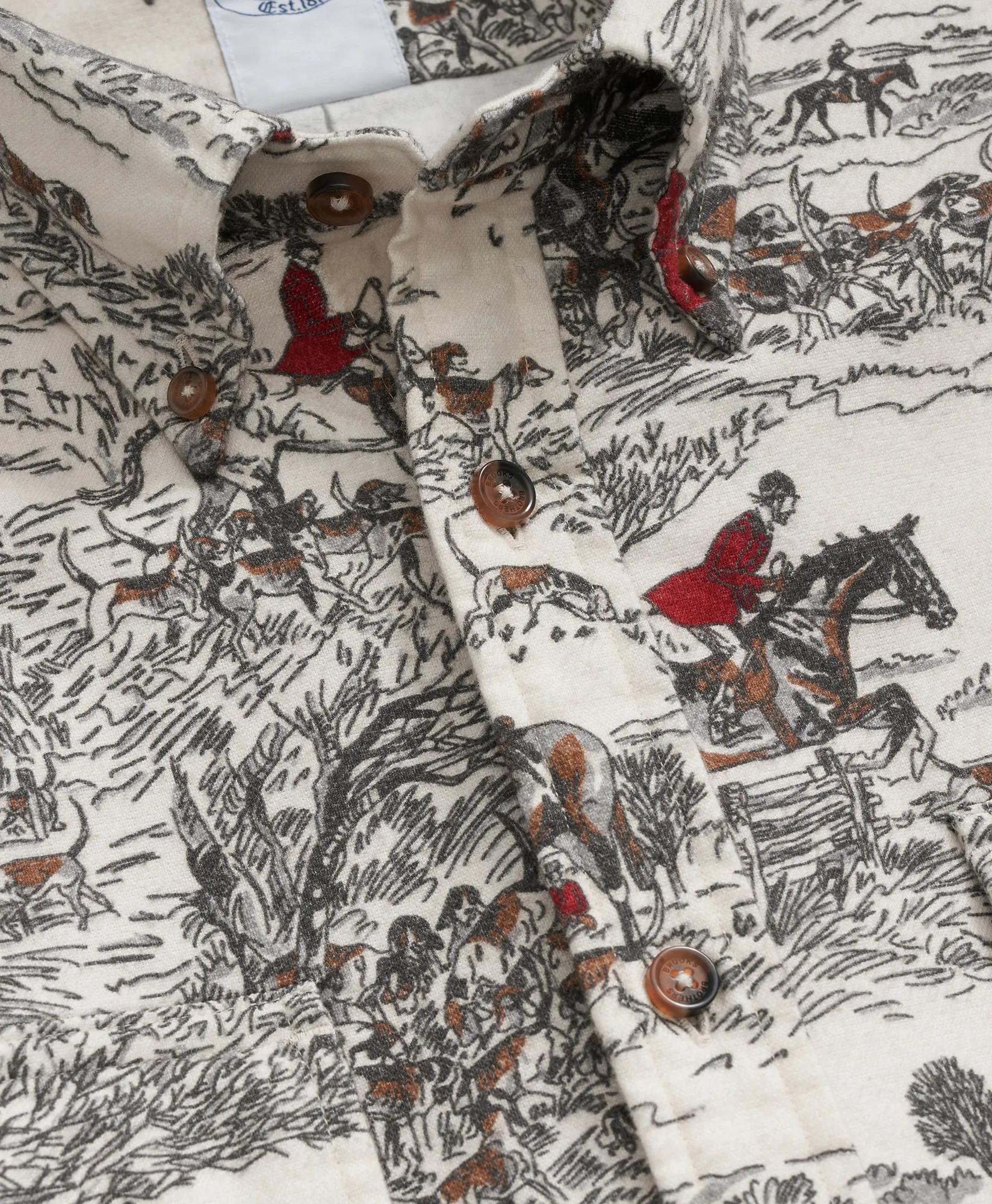 Cotton Flannel Archive Equestrian Print Sport Shirt | Brooks Brothers for sale